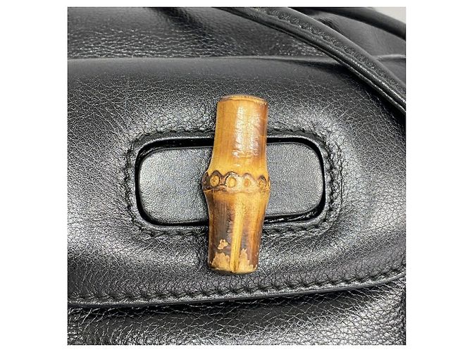 Gucci Bamboo Leder-Rucksack Schwarz - Ansicht 11