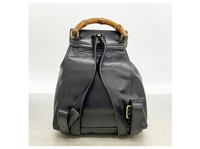 Gucci Bamboo Leder-Rucksack Schwarz - Ansicht 12