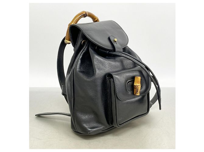 Gucci Bamboo Leder-Rucksack Schwarz - Ansicht 2