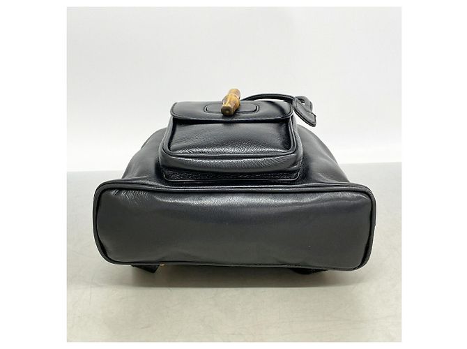 Gucci Bamboo Leder-Rucksack Schwarz - Ansicht 3