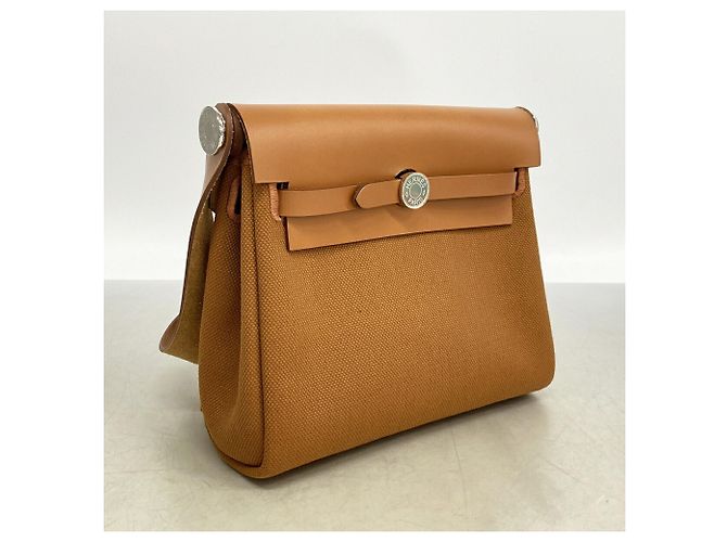 Hermès Hermes Herbag Mini Toile Military Schultertasche Braun - Ansicht 2