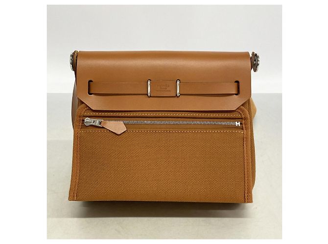 Hermès Hermes Herbag Mini Toile Military Schultertasche Braun - Ansicht 7