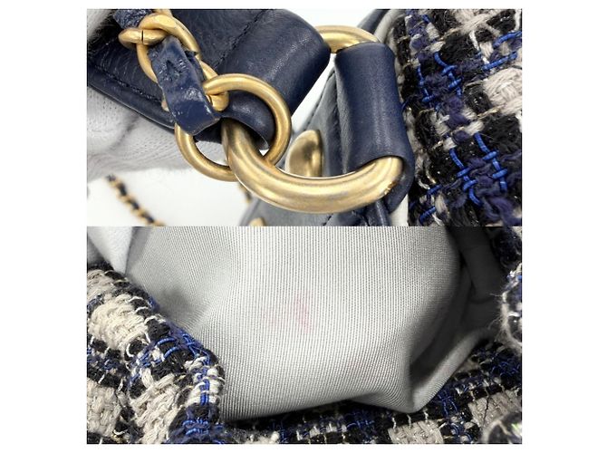 Borsa a tracolla Chanel Matelassé in pelle blu navy - vista 5