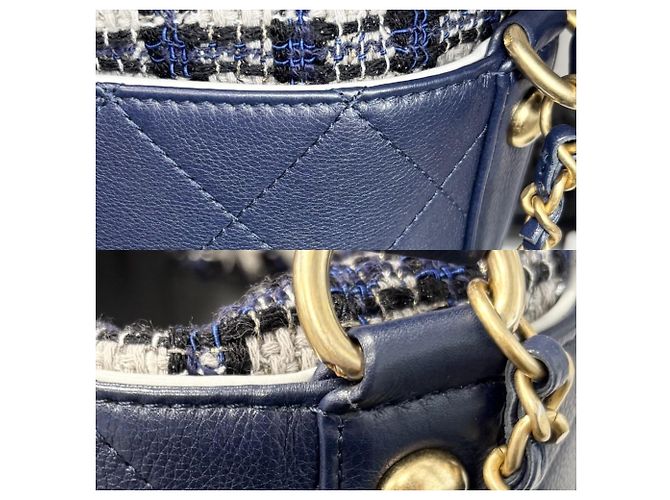 Borsa a tracolla Chanel Matelassé in pelle blu navy - vista 7