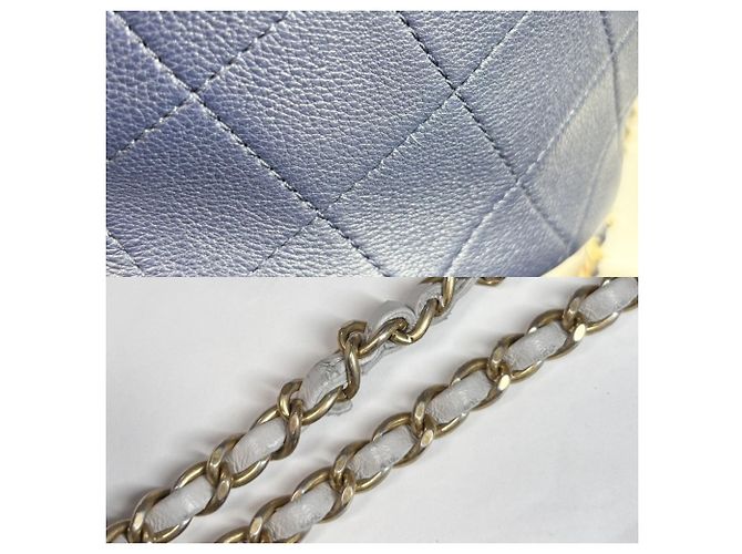 Borsa a tracolla Chanel Matelassé in pelle blu navy - vista 8