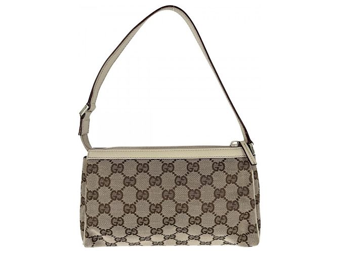 Borsa a mano Gucci Abbey beige in tela GG e pelle - vista 2
