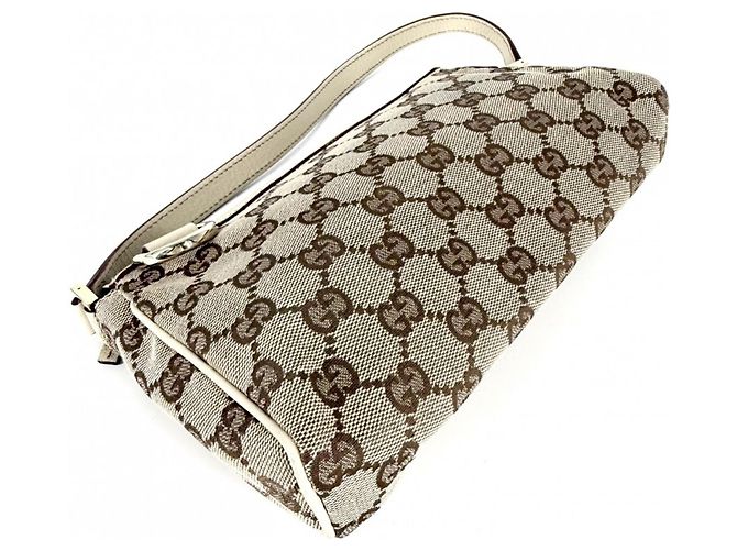 Borsa a mano Gucci Abbey beige in tela GG e pelle - vista 3