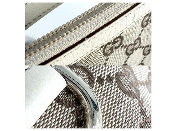 Borsa a mano Gucci Abbey beige in tela GG e pelle - vista 7