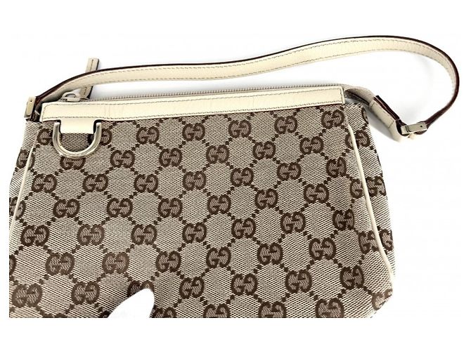 Borsa a mano Gucci Abbey beige in tela GG e pelle - vista 8