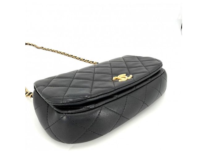 Borsa a tracolla Chanel Matelassé in pelle nera Nero - vista 3