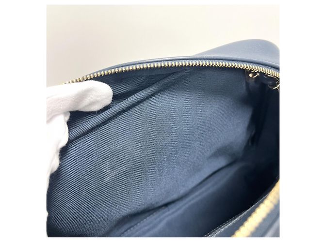 Borsa Chanel in pelle blu navy - vista 7