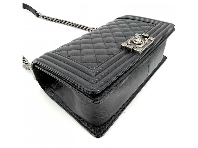 Borsa a tracolla Chanel Boy Matelassé Nero Bianco - vista 3