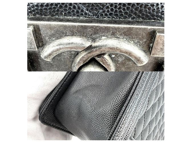 Borsa a tracolla Chanel Boy Matelassé Nero Bianco - vista 6