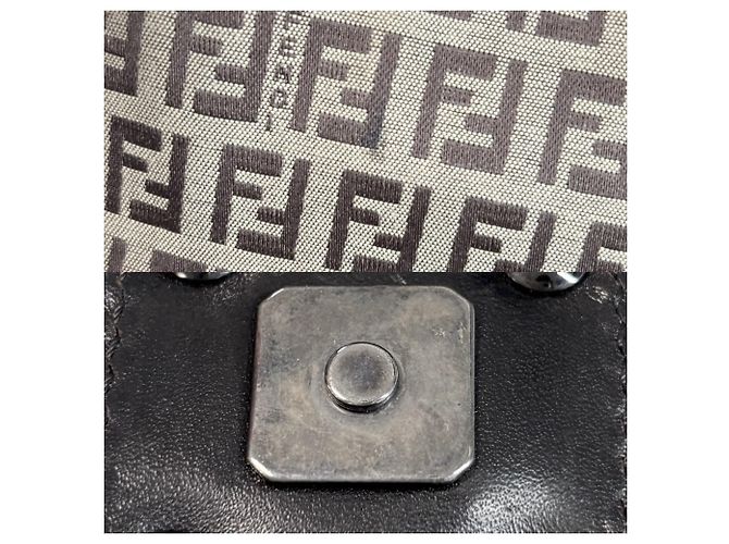 Borsa a secchiello Fendi Zucchino Mini Mamma Marrone Bianco Beige Metallico - vista 10