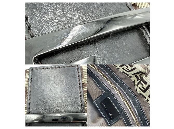 Borsa a secchiello Fendi Zucchino Mini Mamma Marrone Bianco Beige Metallico - vista 7