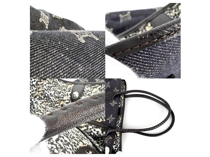 Céline Borsa Tote Celine in pelle e denim blu navy Bianco - vista 6