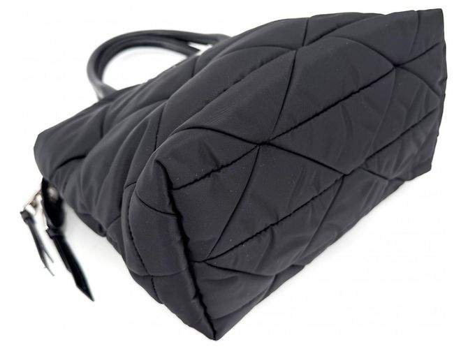 Borsa a mano imbottita piccola da donna Prada Nero Bianco - vista 3