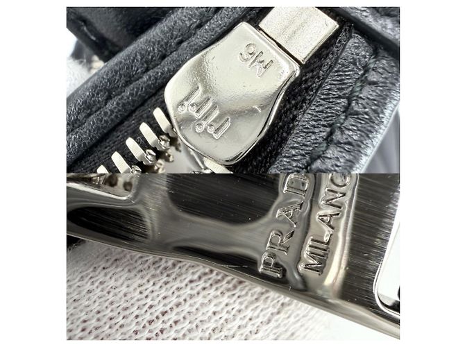 Borsa a mano imbottita piccola da donna Prada Nero Bianco - vista 7