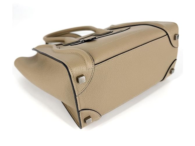 Céline Celine Luggage Micro Shopper Handbag Brown White - view 3
