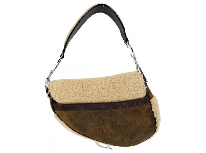 Borsa Saddle Christian Dior Marrone Bianco Beige - vista 2