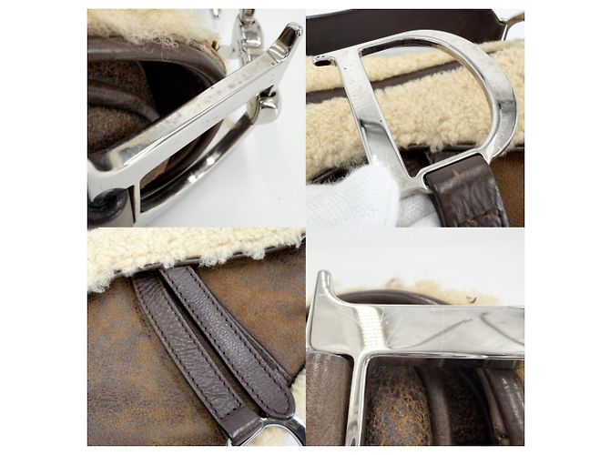 Borsa Saddle Christian Dior Marrone Bianco Beige - vista 6