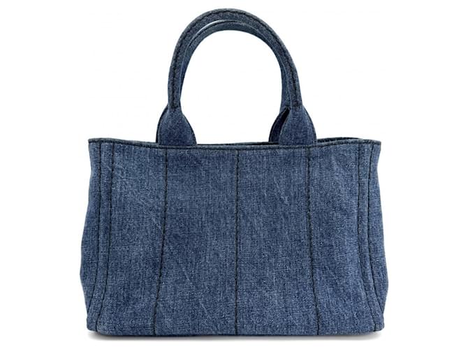 Borsa mini in denim Canapa da donna Prada Bianco Giallo Blu scuro - vista 2