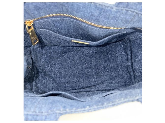 Borsa mini in denim Canapa da donna Prada Bianco Giallo Blu scuro - vista 4