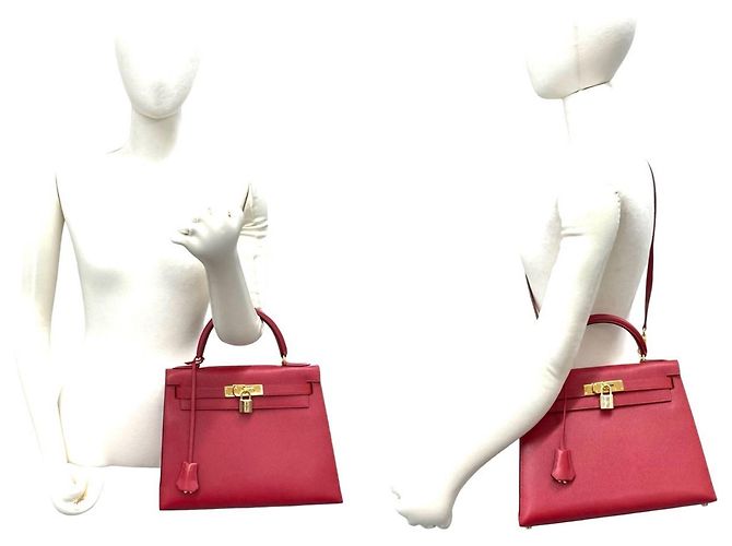 Hermès Borsa HERMES Kelly 28 in pelle Courchevel Rosso - vista 2