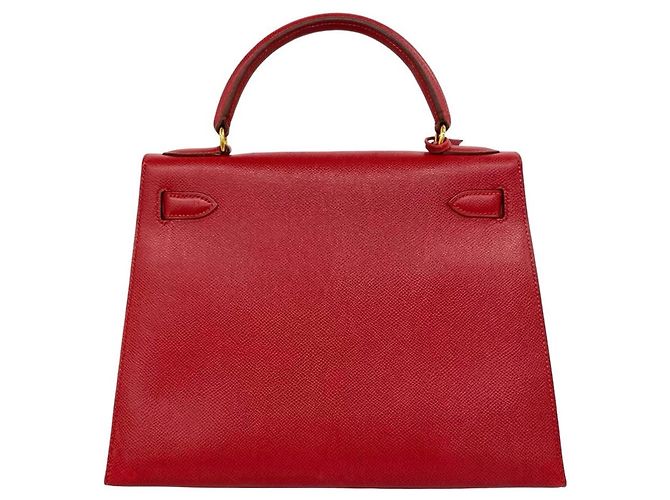 Hermès Borsa HERMES Kelly 28 in pelle Courchevel Rosso - vista 3