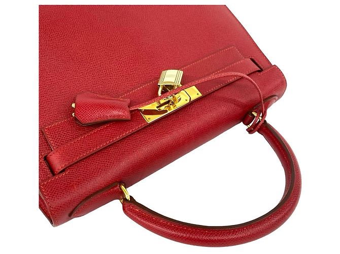 Hermès Borsa HERMES Kelly 28 in pelle Courchevel Rosso - vista 4