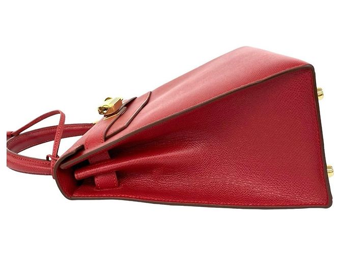 Hermès Borsa HERMES Kelly 28 in pelle Courchevel Rosso - vista 5