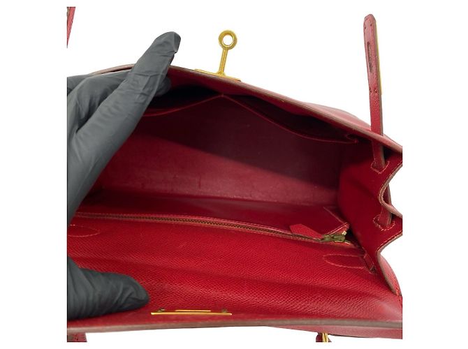 Hermès Borsa HERMES Kelly 28 in pelle Courchevel Rosso - vista 9