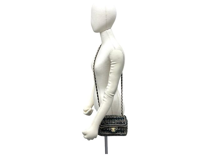 Borsa a tracolla in tweed e pelle Chanel Coco Mark con catena Multicolore - vista 2