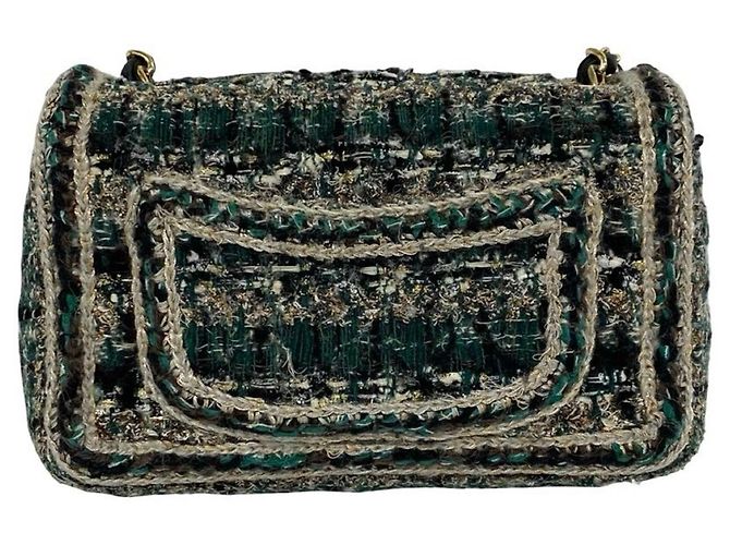 Borsa a tracolla in tweed e pelle Chanel Coco Mark con catena Multicolore - vista 3