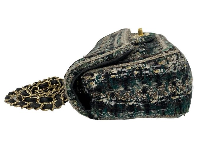Borsa a tracolla in tweed e pelle Chanel Coco Mark con catena Multicolore - vista 5