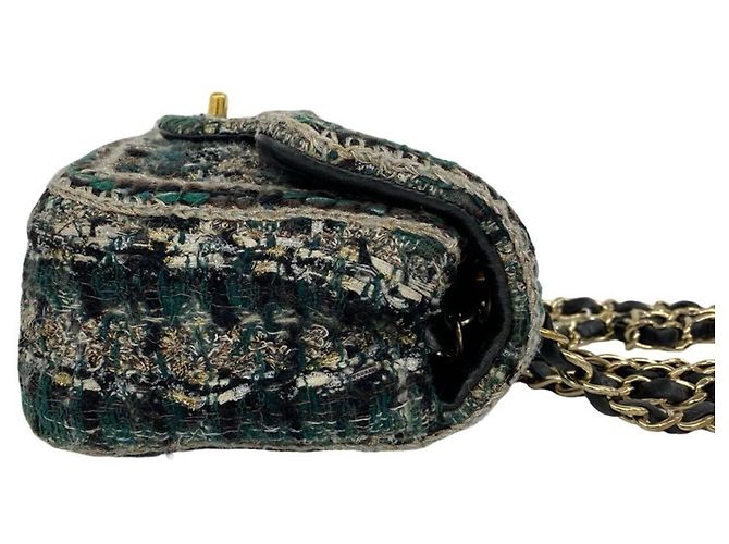 Borsa a tracolla in tweed e pelle Chanel Coco Mark con catena Multicolore - vista 6