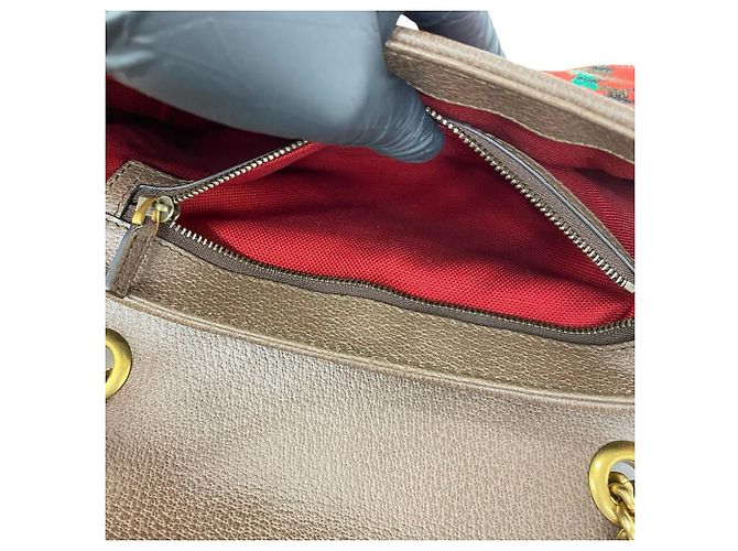Borsa a tracolla Gucci GG Marmont in tweed e pelle con logo hardware Rosso - vista 10