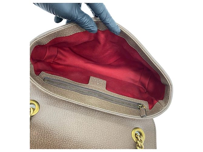 Borsa a tracolla Gucci GG Marmont in tweed e pelle con logo hardware Rosso - vista 9