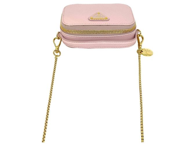 Saffiano Mini pochette Prada Triangle in rosa - vista 4