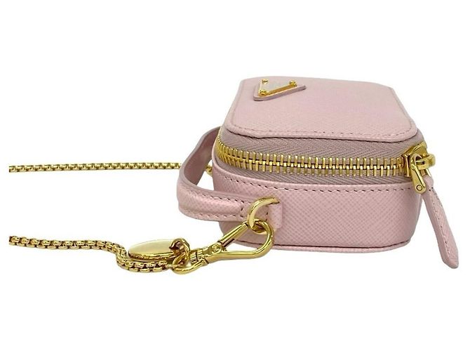 Saffiano Mini pochette Prada Triangle in rosa - vista 5