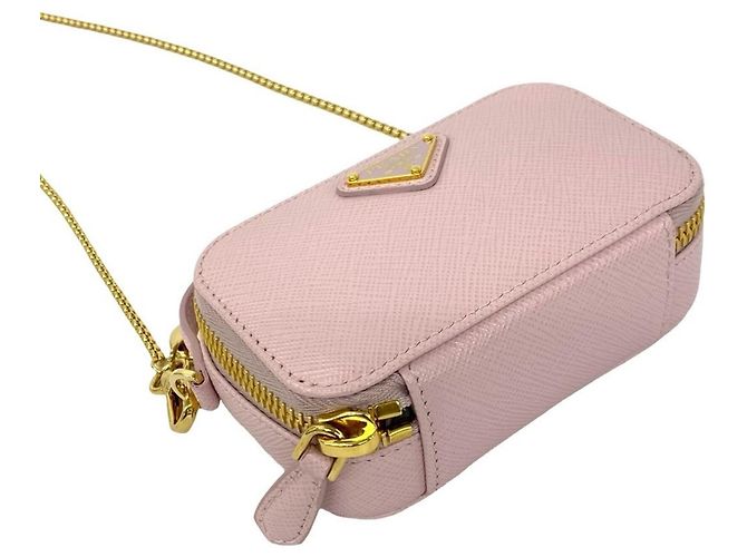 Saffiano Mini pochette Prada Triangle in rosa - vista 7
