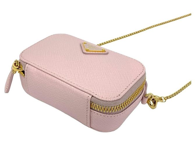 Saffiano Mini pochette Prada Triangle in rosa - vista 8