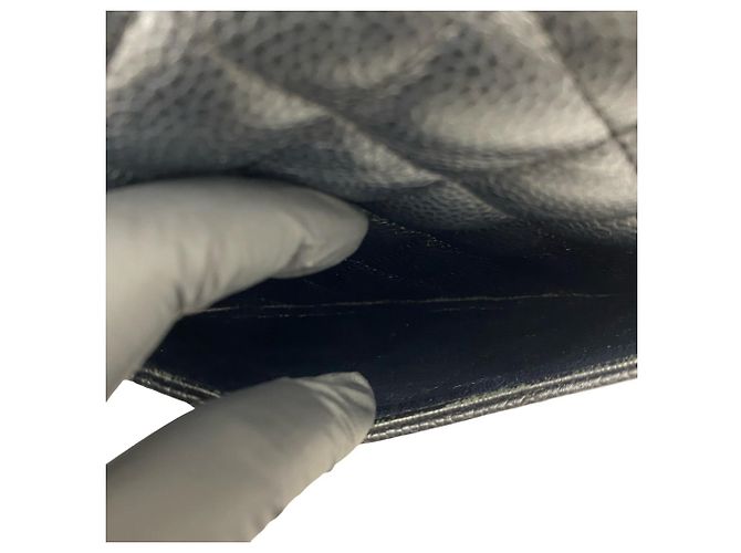 Borsa a tracolla CHANEL Double Flap Matelassé Coco Mark in pelle caviar Nero - vista 10
