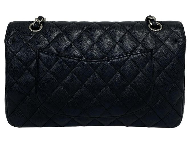 Borsa a tracolla CHANEL Double Flap Matelassé Coco Mark in pelle caviar Nero - vista 3