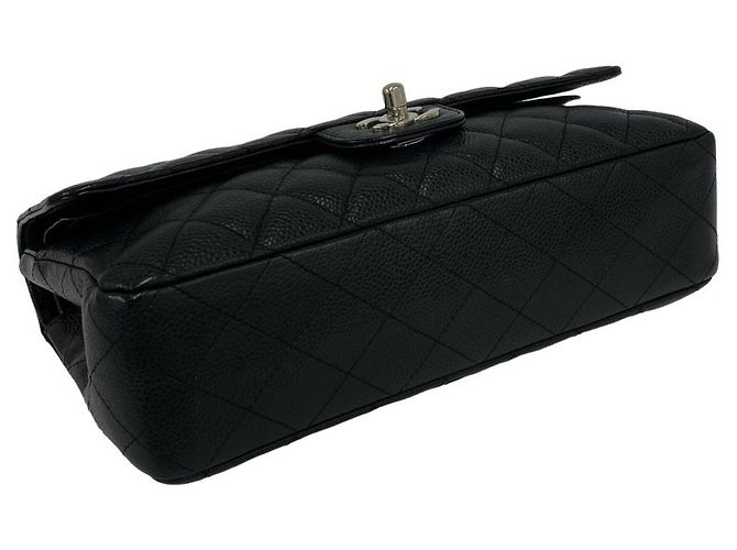 Borsa a tracolla CHANEL Double Flap Matelassé Coco Mark in pelle caviar Nero - vista 7