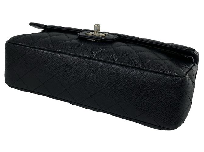Borsa a tracolla CHANEL Double Flap Matelassé Coco Mark in pelle caviar Nero - vista 8