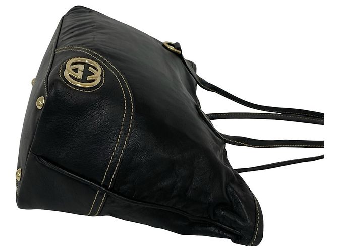 GUCCI New Brit Semi-Schultertasche aus Leder mit GG-Logo-Hardware Schwarz - Ansicht 6