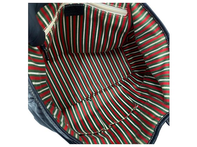 GUCCI New Brit Semi-Schultertasche aus Leder mit GG-Logo-Hardware Schwarz - Ansicht 9
