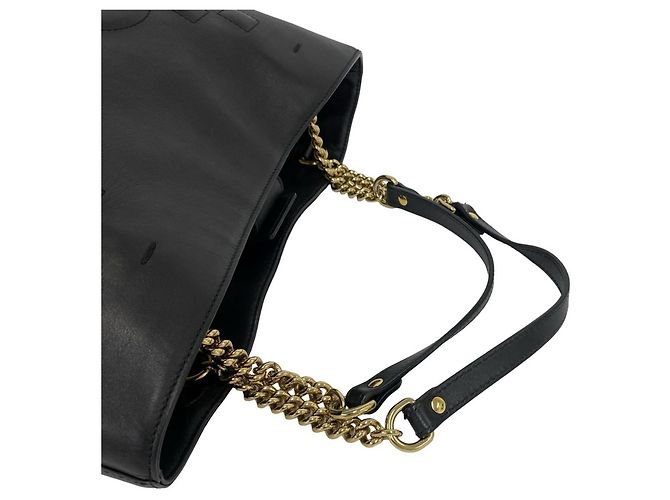 Borsa Tote Gucci in pelle con logo GG e catena Nero - vista 4
