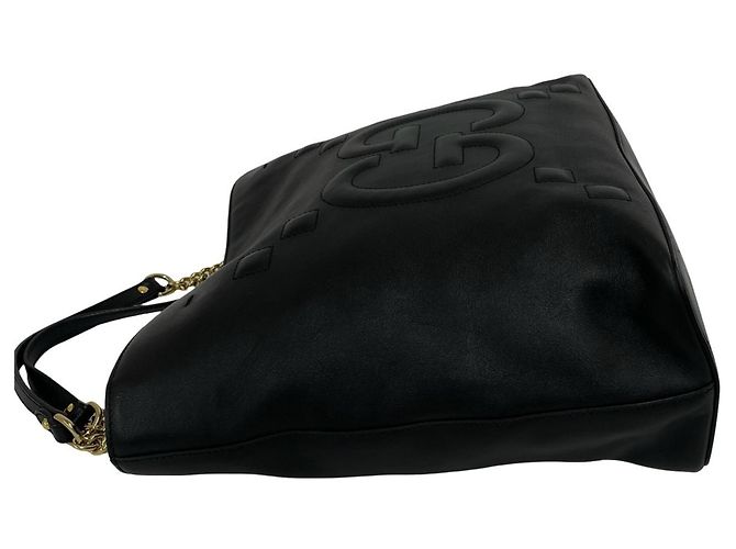Borsa Tote Gucci in pelle con logo GG e catena Nero - vista 5